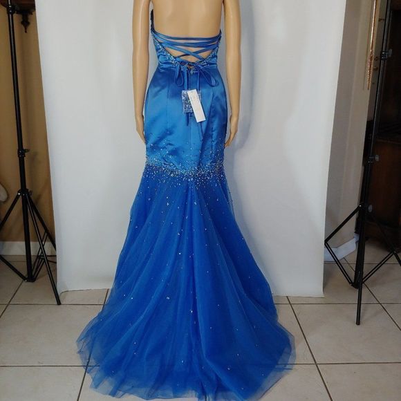 NWT Fire -Ice Mermaid Hi-Low Prom Dress in Royal - Picture 3 of 5